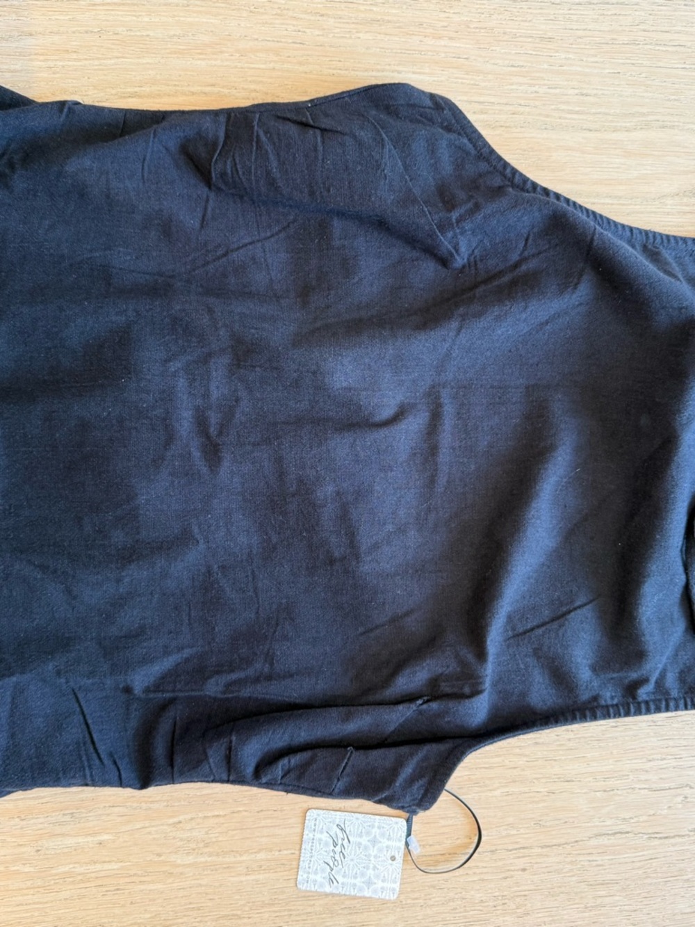 Free People Kaylor Backless Top S Black Open Back Tie Sleeveless Linen Blend - Picture 5 of 7
